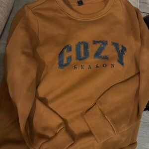 SHEIN Women’s Cozy Season Orange Crewneck Sweater